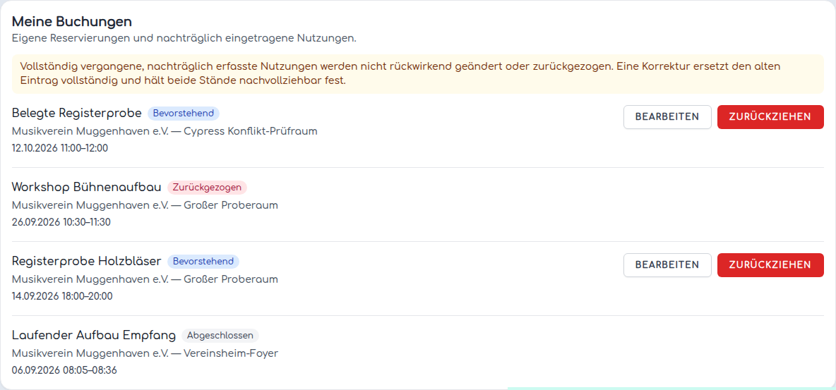 Vorzeitig beendete Nutzung mit abgeschlossenem Status