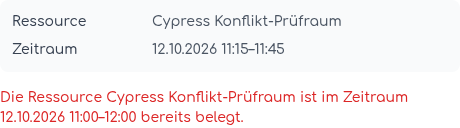 Unmittelbare Meldung für einen bereits belegten Zeitraum